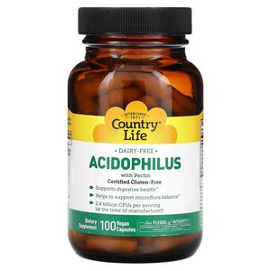 Добавка Country Life Acidophilus с пектином, 100 веганских капсул