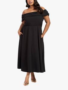 Платье миди с коротким рукавом и баской для полных FASHION SZN FASHION SZN Curve