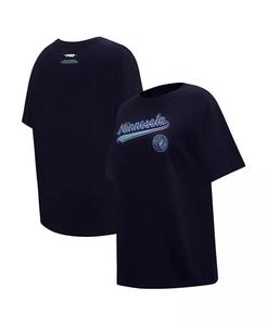 Женская футболка Navy Minnesota Timberwolves Script Boyfriend Pro Standard