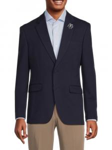 Блейзер приталенного кроя с вырезом и лацканами Tahari, темно-синий