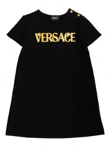 Платье на пуговицах с логотипом Versace Kids, черный