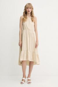 Хлопковое платье Armani Exchange, бежевый