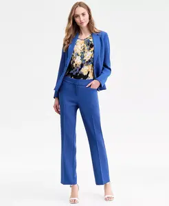 Женские прямые брюки со средней посадкой и имитацией гульфика Kasper, синий