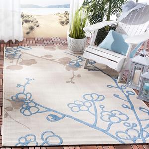 Ковер SAFAVIEH, 79 x 153 см, Washable Rug Outdoor Courtyard Collection - Natural Brown & Blue, без линьки и легкий в уходе, идеален для патио, заднего двора, прихожей (CY4038B)