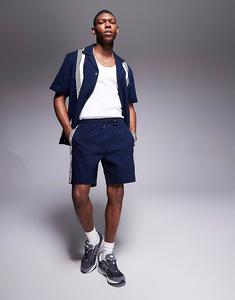 Трикотажные шорты с полосками и логотипом, темно-синего цвета Alma De Ace