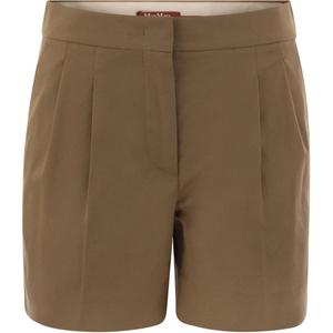 Макси Укороченные Шорты с Высокой Талией и Декоративными Пуговицами MaxMara Studio, Светлый Умбра