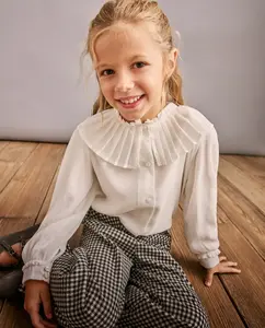 Блузка для девочки из бамбулы с длинными рукавами, двойными складками и блестками Coconut El Corte Inglés, экрю
