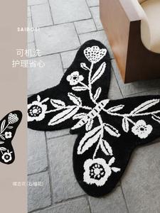 Saipos Ковер 100х120 см для спальни/гостиной Butterfly Love Flower, машинная стирка, в виде бабочки