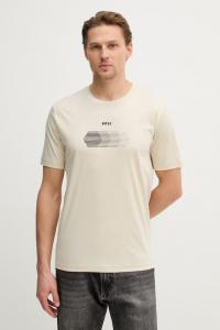 Хлопковая футболка ts_unity BOSS Green, бежевый
