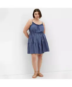 Женское мини-платье больших размеров Sweet Tiers CITY CHIC, синий