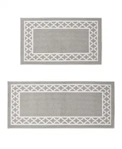 Комплект из двух ковров-дорожек Collin Trellis Border Tufted Nautica, белый/светло-серый