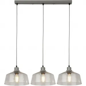 Подвесной светильник x Odeon 3Lt Bar Pendant - серый металл и стекло E27 1 шт. Searchlight, Grau und Klar