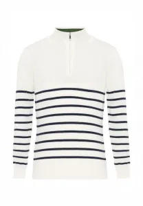 Полосатый джемпер с застежкой-молнией до середины груди Felix Hardy, Off White