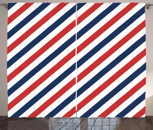 Штора ABAKUHAUS Harbor Stripe Rustic, диагональная ретро-гардина, универсальная, с петлями и крючками, для гостиной, 280 x 175 см, цвет: белый, синий, красный Abakuhaus