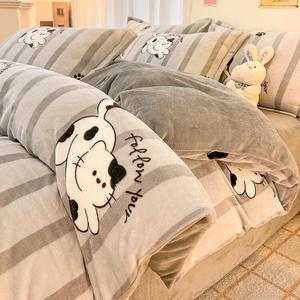 Disney Пододеяльник 150х200 см, зимний утепленный, флис, цвет Black And White Cat High-Weight Milk Fleece