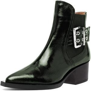 Женские ботильоны FOWT на платформе с заостренным носком, массивным средним каблуком, ремешком на щиколотке, модная обувь, размер 4-16 US, Dark Green