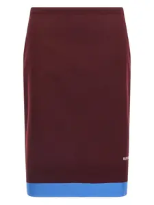 Миди-юбка с разрезом и вышитым логотипом Miu Miu, красный