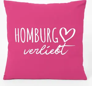 Подушка для дивана Huuraa Homburg in Love Gift 40x40 см с хлопковым наполнителем цвета фуксии Homburg Sovenir Hellweg Druckerei