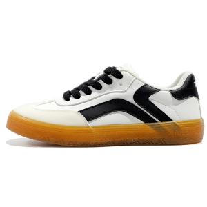 TUOPIN Повседневные кеды для скейтборда весна-лето с противоскользящей подошвой и дышащим верхом бело-черные улучшенные материалы, цвет White Black (Material Upgraded)