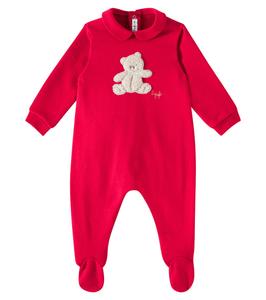 Детский комбинезон из хлопка с нашивками-аппликациями Il Gufo, Cranberry Red