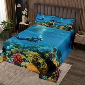 Erosebridal Комплект постельного белья Sports с морским принтом из мягкого стёганого материала, Blue Yellow Red
