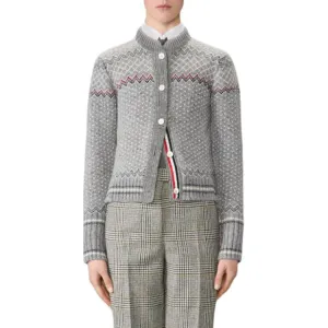 Кардиган с узором Fairisle THOM BROWNE, серый