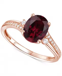 Кольцо-Завиток с аметистом (1-1/2 карата tw) и выращенным в лаборатории белым сапфиром (1/8 карата tw) из стерлингового серебра с покрытием из 14-каратного золота (также с другими драгоценными камнями) Macy'S, garnet