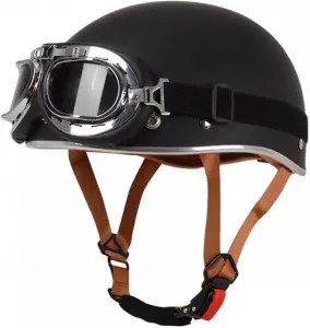 Винтажный мотоциклетный полушлем, немецкий шлем-«джет», бейсболка с сертификатами DOT/ECE, полушлем, мотоциклетный шлем, шлем для скутера с защитными очками, открытый шлем для скутера-круизера YuanLiang, 1