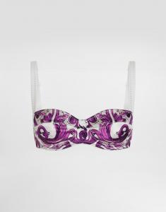 Бюстгальтер из эластичного сатина с принтом "майолика" Dolce & Gabbana, мультиколор