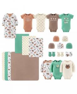Подарочный набор Baby Boys Baby Layette для мальчиков, лесные животные, 23 основных предмета, 0–3 месяца The Peanutshell, мультиколор