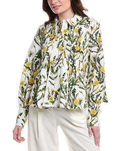 Oscar de la Renta Dandelions Поплин рубашка, белый