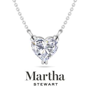 Ожерелье Марты Стюарт с выращенными в лаборатории бриллиантами в форме сердца из 14-каратного золота. Martha Stewart, 14K White Gold/3 Carats
