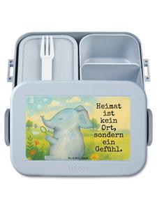 Mr. & Mrs. Panda Бенто-бокс с изображением слона и пузырьков, надписью, пастельно-голубой цвет