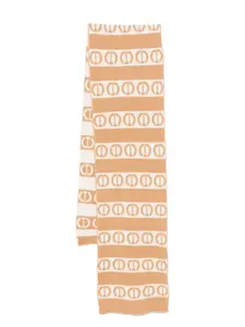 Шарф с жаккардовым логотипом Twinset, коричневый