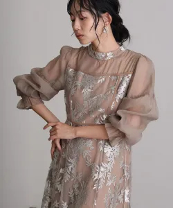 Свадебное платье А-силуэта с вышитыми рукавами-«конфетками» для вечеринки Pourvous, цвет Beige