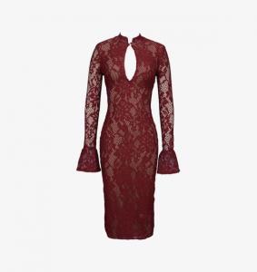 Платье-Миди из эластичного кружева Pierette с вырезом-замочной скважиной House Of Cb, цвет rhubarb