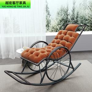 Fantasy Кресло-качалка из ротанга в новом китайском стиле, черное, с подголовником и сиденьем