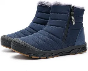 Зимние мужские ботинки, снегоступы средней высоты, теплые с утеплителем и меховой подкладкой, водонепроницаемые, для работы и походов, с противоскользящей резиновой подошвой, удобные широкие зимние ботинки Qacksv, синий