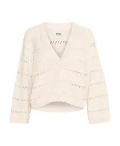 Женственный вязаный свитер с узором «березовая нить». Ichi, бежевый