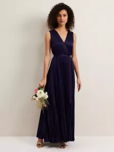 Платье Phase Eight Bonnie Pleated Wrap Satin Maxi, темно-синий
