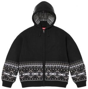 Свитер Supreme с капюшоном на молнии и бисером, черный
