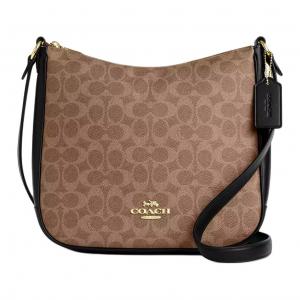 COACH Элли Котед Канвас Кроссбоди Сумка через плечо большая женская хаки и черный