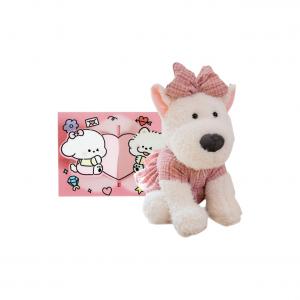 3D открытка с плюшевой куклой Chanel в виде вест хайленд уайт терьера высотой 25см/35см/45см Mise, розовый