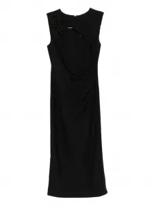 Платье миди без рукавов с розовым декором Marella, черный