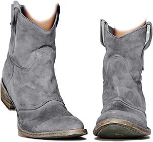 Ковбойские сапоги для женщин, женские ковбойские сапоги на низком каблуке, удобные носимые ботильоны на осень и зиму, теплые и комфортные Generic, Grey