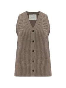 Жилет с V-образным вырезом на пуговицах Lisa Yang, коричневый