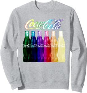 Толстовка с изображением разноцветных бутылок Coca-Cola, серая