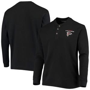 Мужская черная футболка Dunbrooke Atlanta Falcons с логотипом Maverick Thermal Henley с длинным рукавом