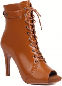 Женские ботильоны JXUZY с перекрестными ремешками, шнуровкой, открытым носком для джаза, бальными танцами и пол-данса Generic, D02-Brown