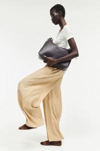 Широкие жатые брюки H&M, бежевый